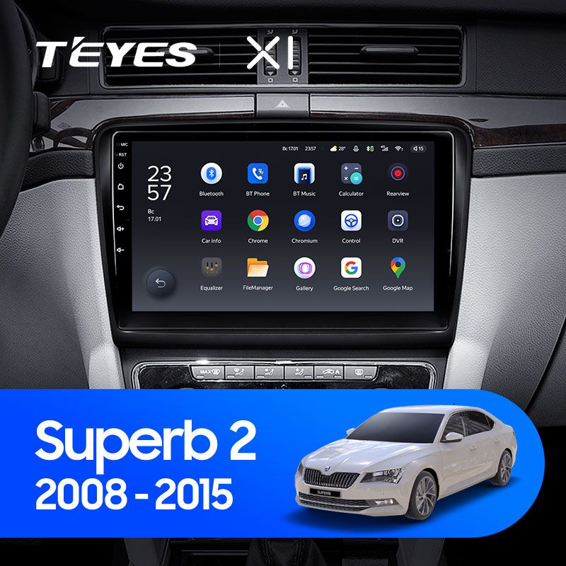 Штатная магнитола Teyes X1 для Skoda Superb 2 B6 2013-2015 на Android 10