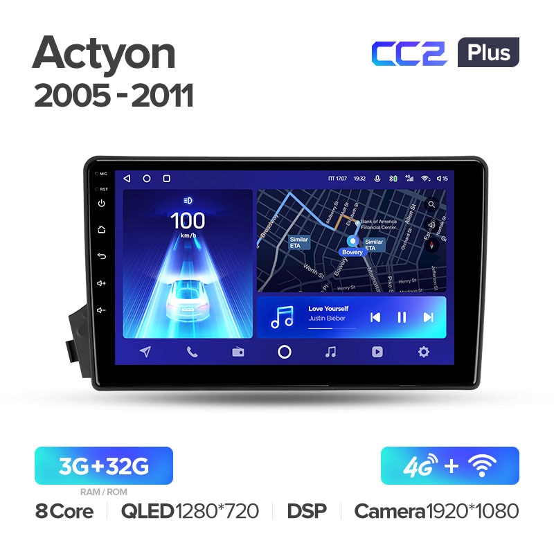 Штатная магнитола Teyes CC2PLUS для SsangYong Actyon C100 2005-2011 на Android 10