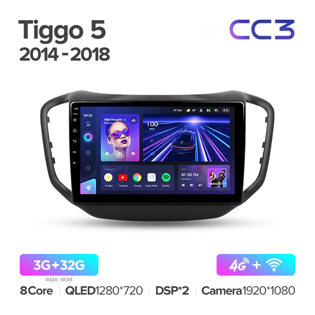 Штатная магнитола Teyes CC3 для Chery Tiggo 2014-2018 на Android 10
