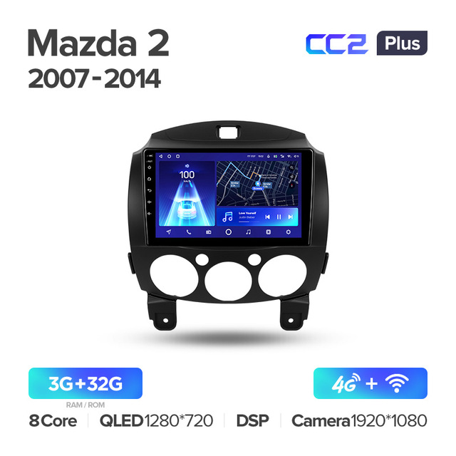 Штатная магнитола Teyes CC2PLUS для Mazda 2 DE 2007-2014 на Android 10