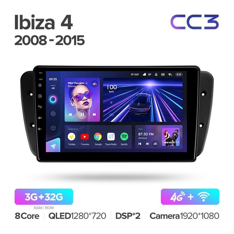 Штатная магнитола Teyes CC3 для SEAT Ibiza 6J 2008-2015 на Android 10