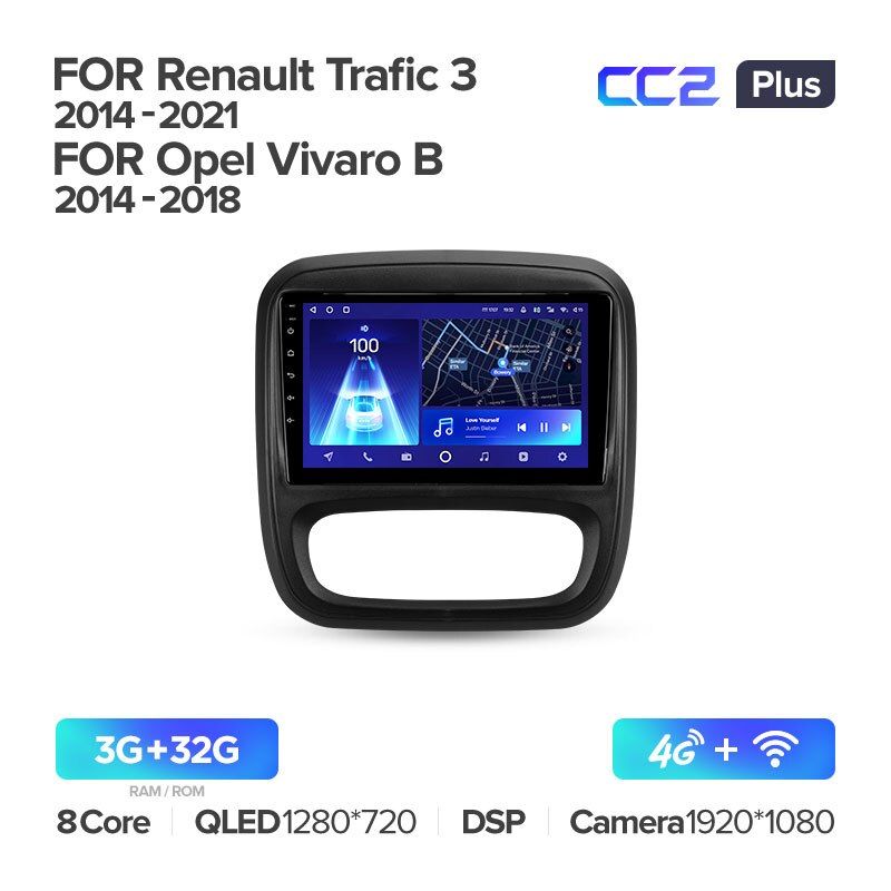 Штатная магнитола Teyes CC2PLUS для Opel Vivaro B 2014-2018 на Android 10