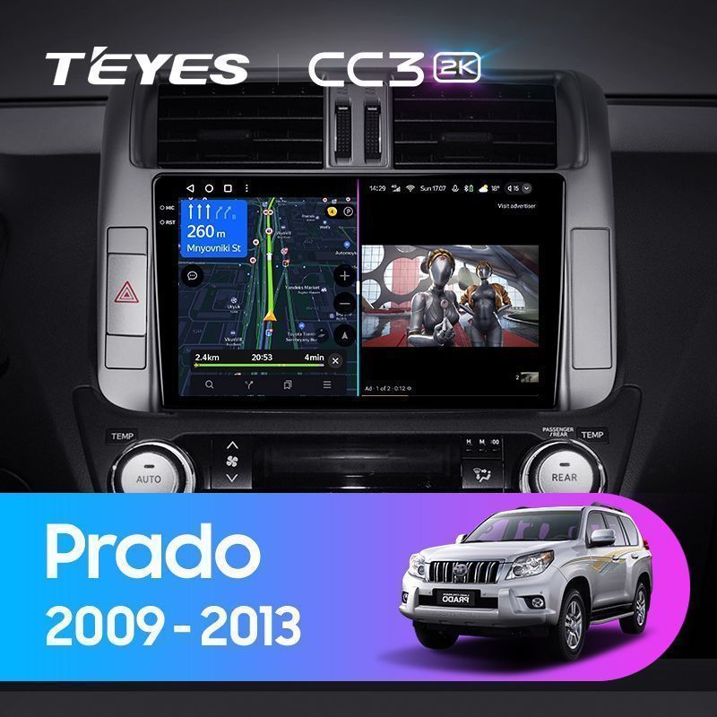Штатная магнитола Teyes CC3 2K для Toyota Land Cruiser Prado 150 2009-2013 на Android 10