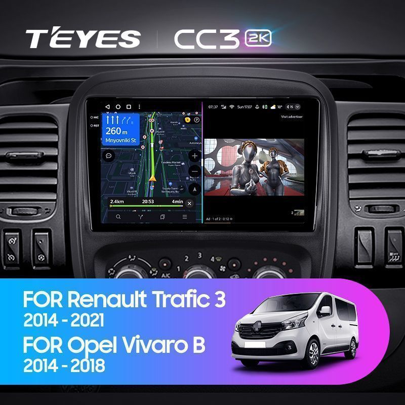 Штатная магнитола Teyes CC3 2K для Renault Trafic 3 2014-2021 на Android 10