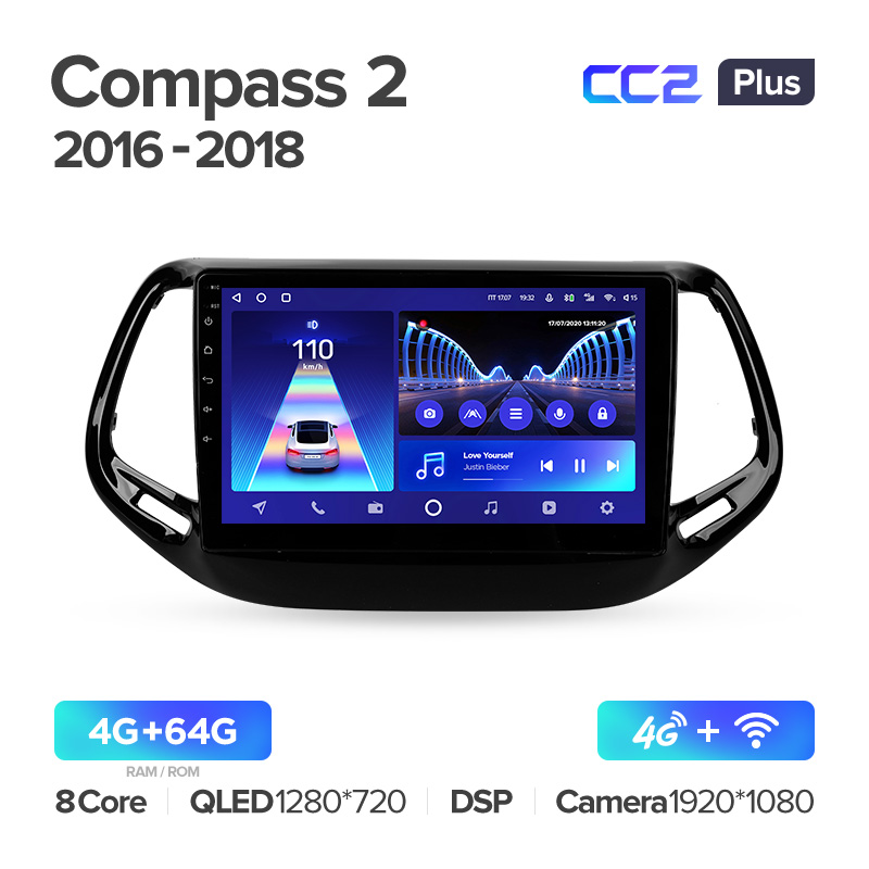Штатная магнитола Teyes CC2PLUS для Jeep Compass II MP 2016-2018 на Android 10