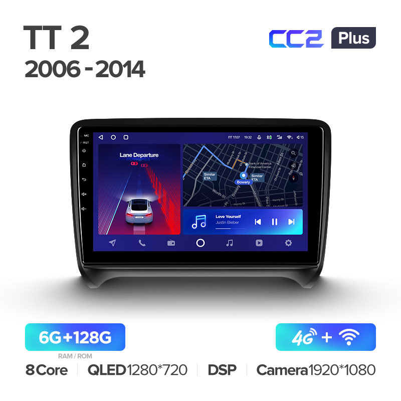 Штатная магнитола Teyes CC2PLUS для Audi TT 2 8J 2006 - 2014 на Android 10