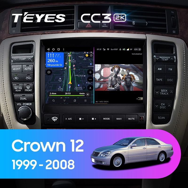 Штатная магнитола Teyes CC3 2K для Toyota Crown 12 S180 1999-2008 на Android 10