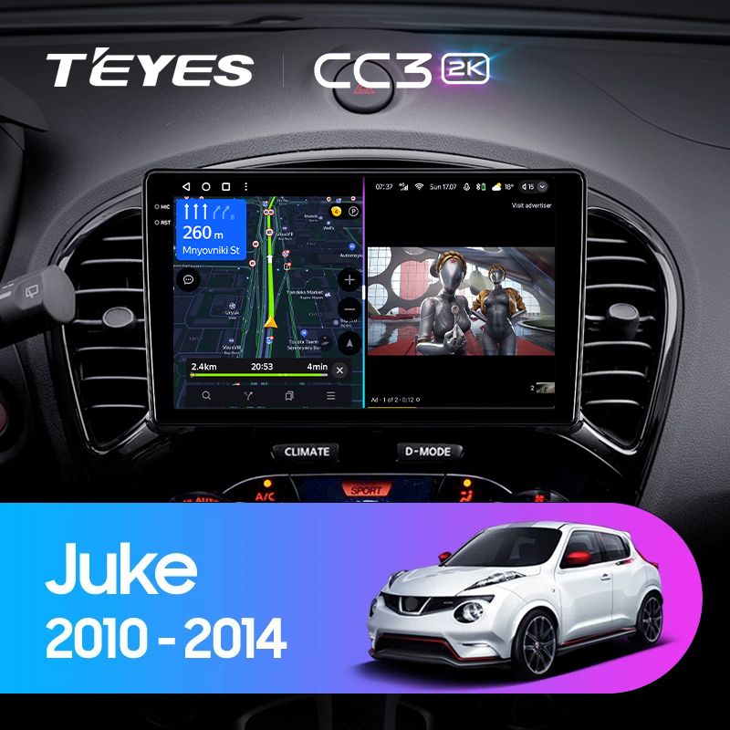 Штатная магнитола Teyes CC3 2K для Nissan Juke 2010-2014 на Android 10