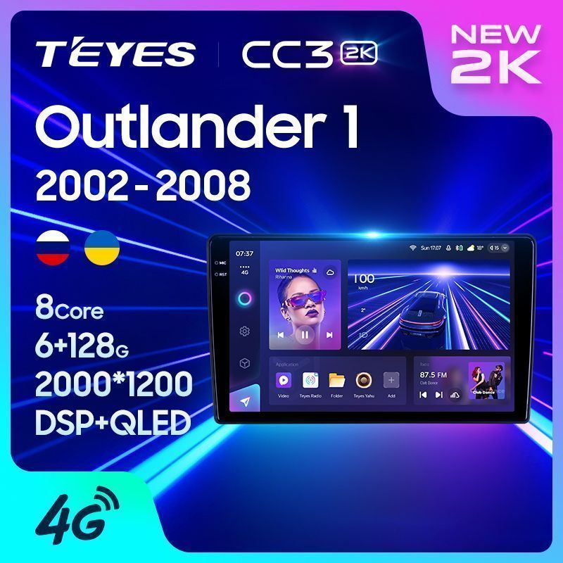 Штатная магнитола Teyes CC3 2K для Mitsubishi Outlander 1 2002-2008 на Android 10