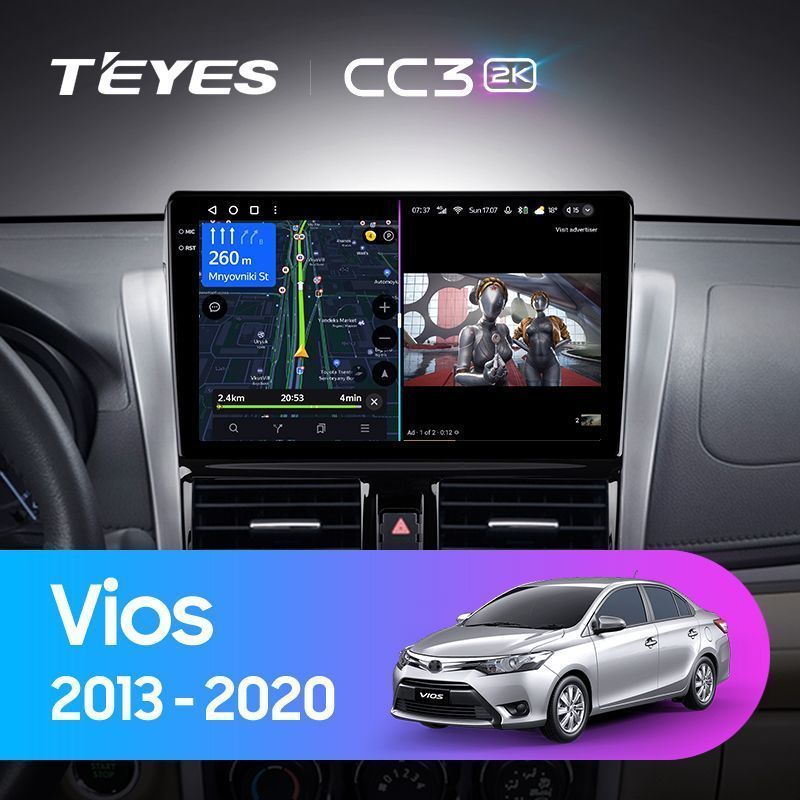 Штатная магнитола Teyes CC3 2K для Toyota Vios XP150 2013-2020 на Android 10