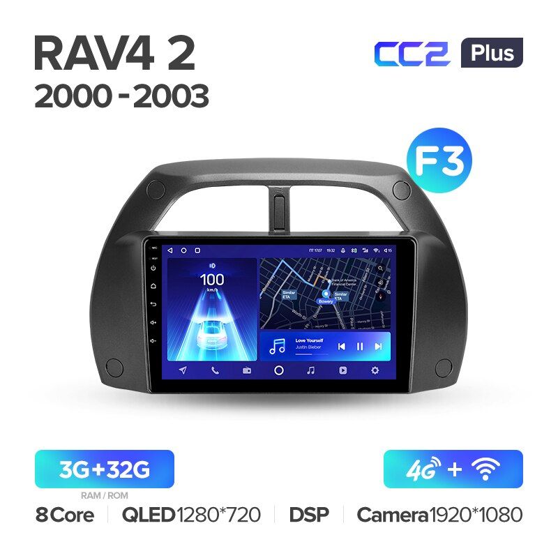 Штатная магнитола Teyes CC2PLUS для Toyota RAV4 2 CA20 CA20W XA20 2000-2003 на Android 10