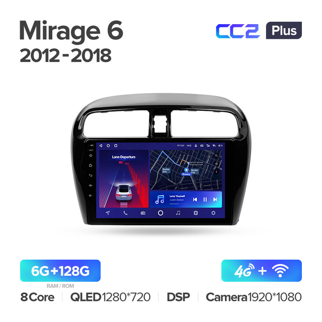 Штатная магнитола Teyes CC2PLUS для Mitsubishi Mirage 6 2012-2018 на Android 10
