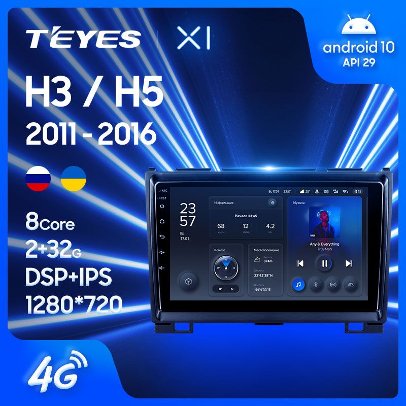 Штатная магнитола Teyes X1 для Haval H3 H5 2011-2016 на Android 10
