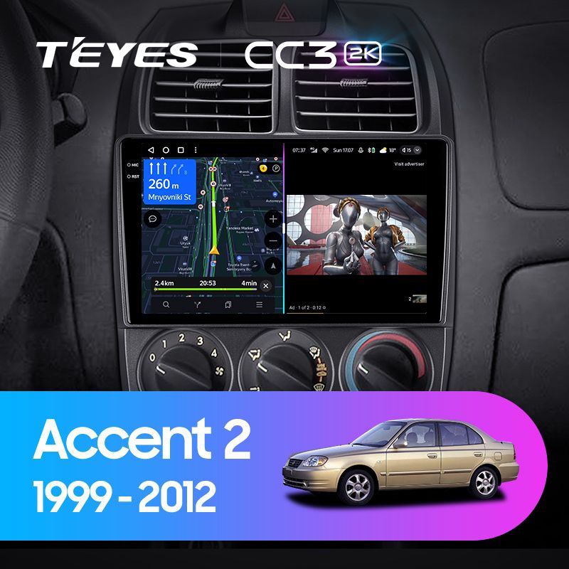 Штатная магнитола Teyes CC3 2K для Hyundai Accent II LC2 1999-2012 на Android 10