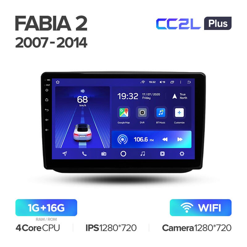 Штатная магнитола Teyes CC2L PLUS для Skoda Fabia 2 2007-2014 на Android 8.1