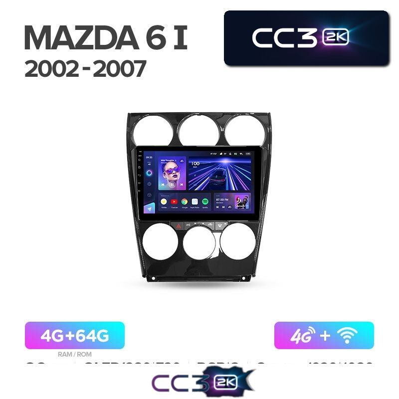 Штатная магнитола Teyes CC3 2K для Mazda 6 GG 2002-2007 на Android 10