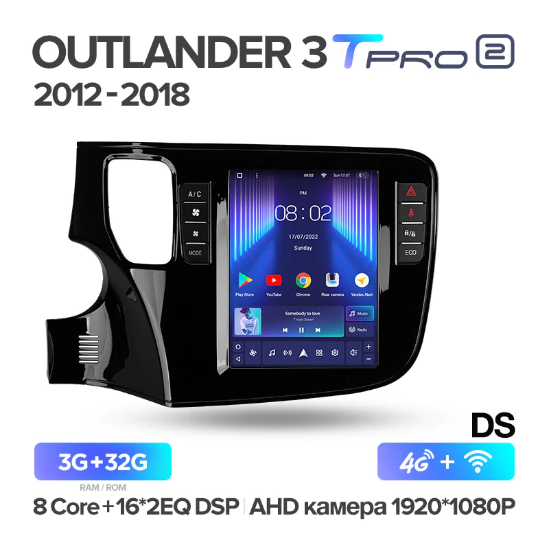 Штатная магнитола Teyes TPRO2 для Mitsubishi Outlander 3 GF0W GG0W 2012-2018 на Android 10