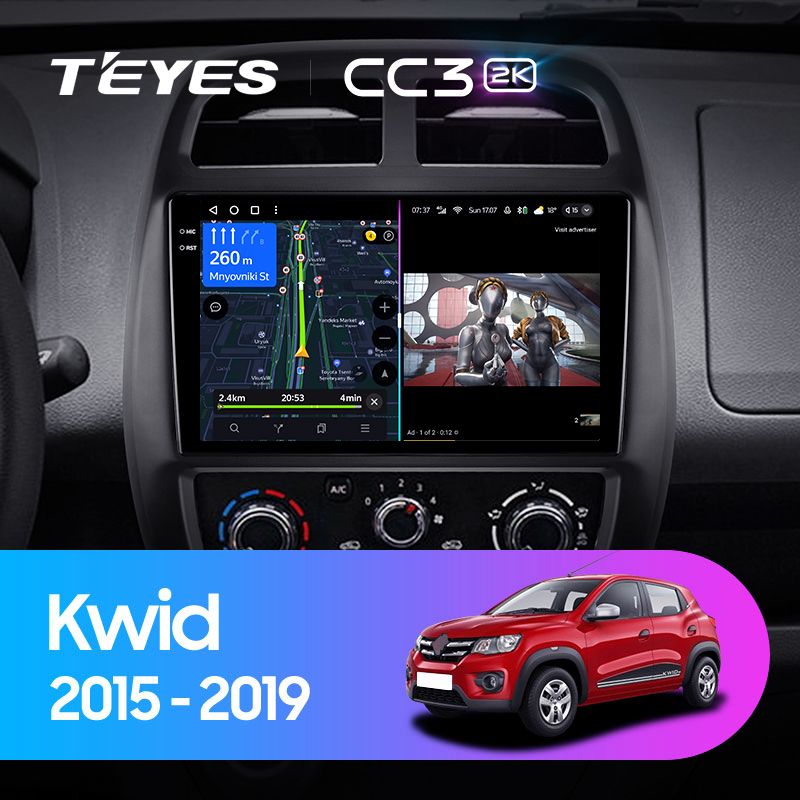 Штатная магнитола Teyes CC3 2K для Renault KWID 2015-2019 на Android 10