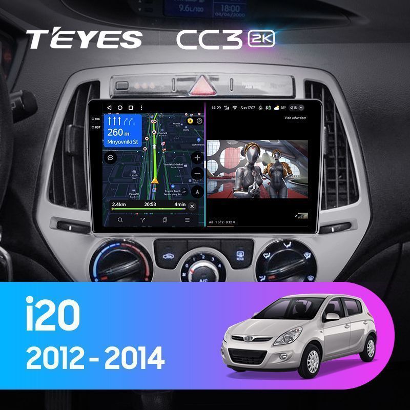 Штатная магнитола Teyes CC3 2K для Hyundai i20 PB 2012-2014 на Android 10