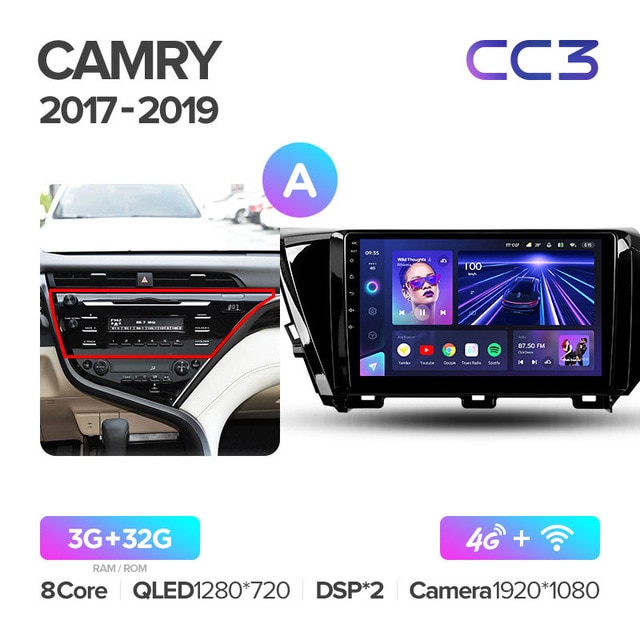 Штатная магнитола Teyes CC3 для Toyota Camry 8 XV 70 2017-2019 на Android 10