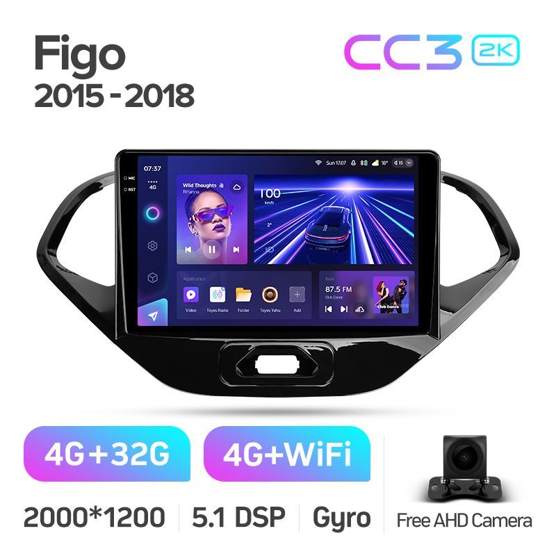 Штатная магнитола Teyes CC3 2K для Ford Figo 2015-2018 на Android 10