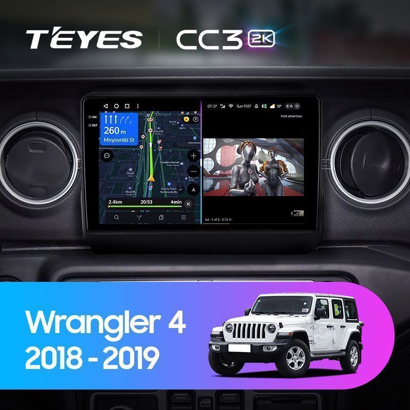 Штатная магнитола Teyes CC3 2K для Jeep Wrangler 4 JL 2018-2019 на Android 10