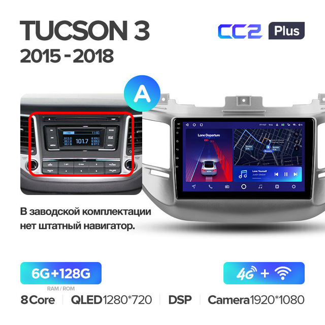 Штатная магнитола Teyes CC2PLUS для Hyundai Tucson 3 2015-2018 на Android 10
