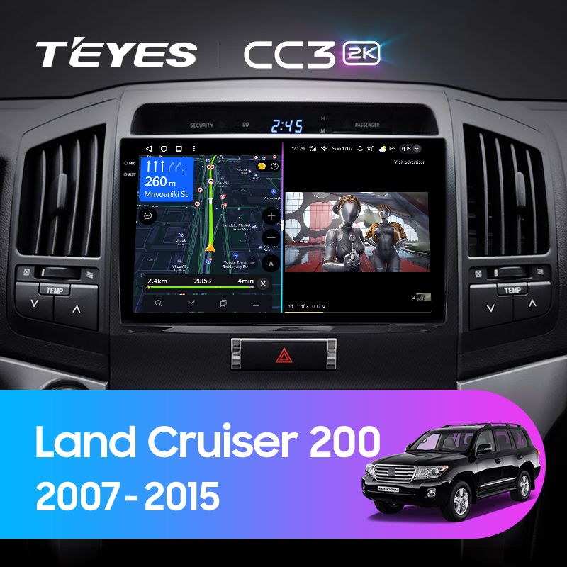 Штатная магнитола Teyes CC3 2K для Toyota Land Cruiser 200 2007-2015 на Android 10