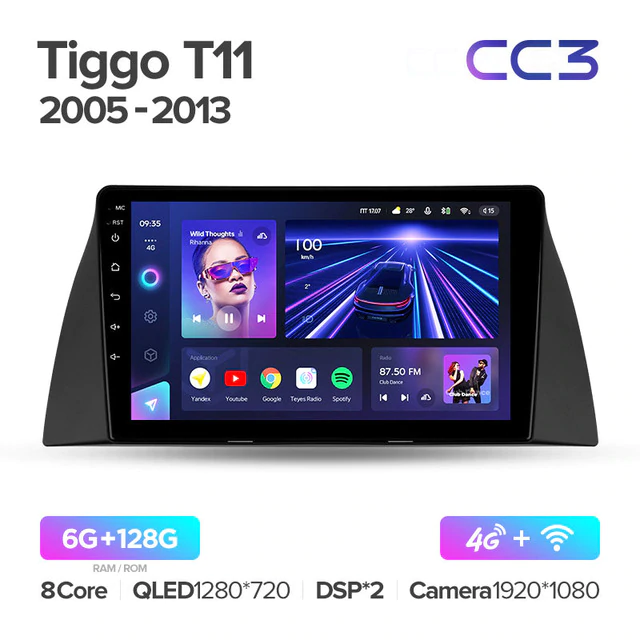 Штатная магнитола Teyes CC3 для Chery Tiggo T11 I 2005-2013 на Android 10